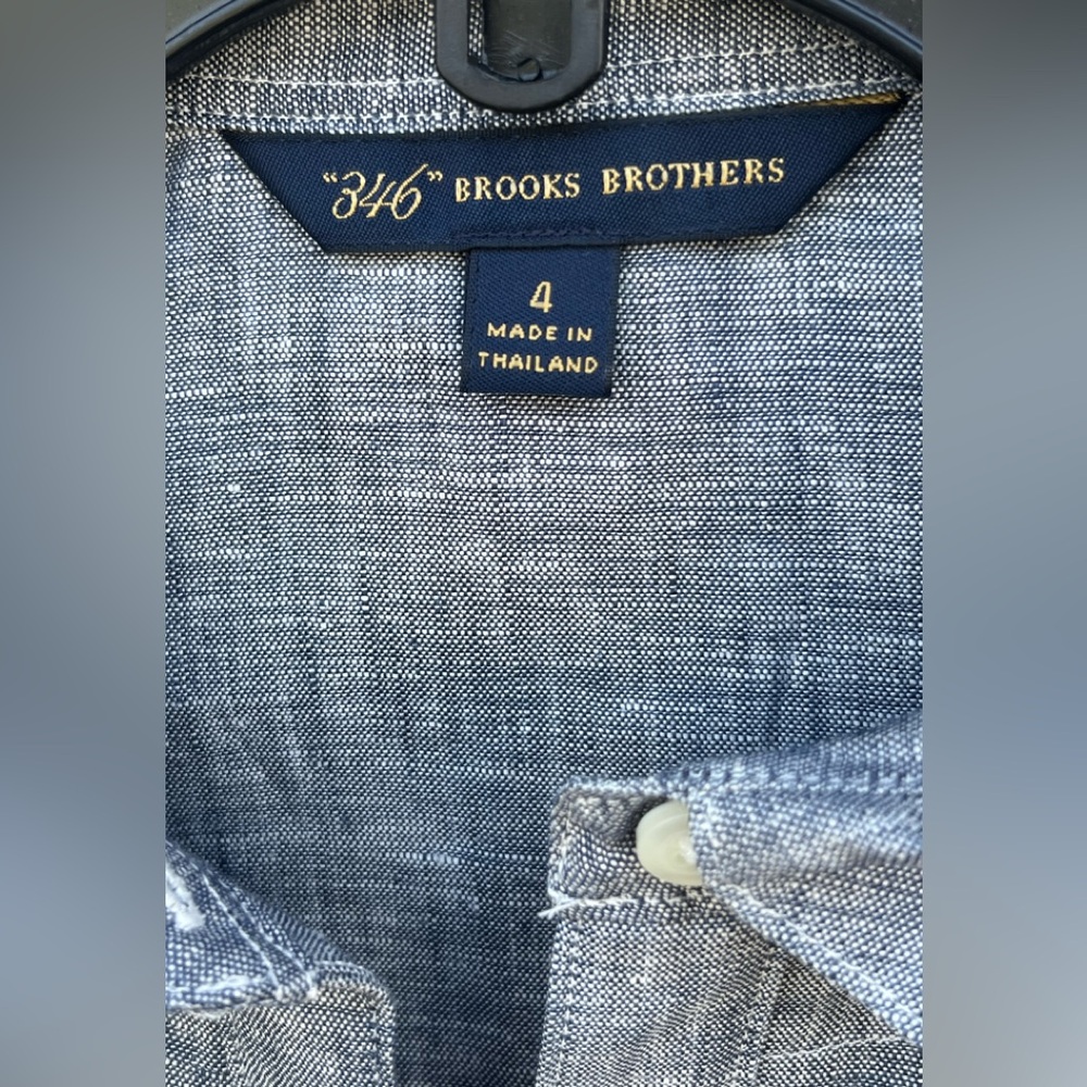 Women 346 Brooks Brothers grey button 100% Linen shirt 4 - Picture 3 of 4